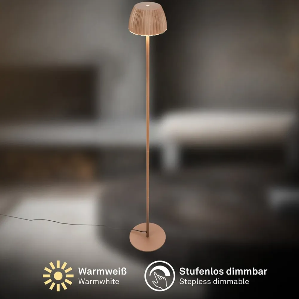 Briloner Gulvlamper>LED-gulvlampe Loca, brun, højde 123 cm, plast/metal