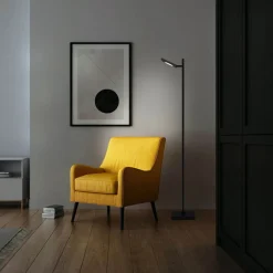 Näve LED-gulvlampe Lupa sort højde 135 cm metal touchdim