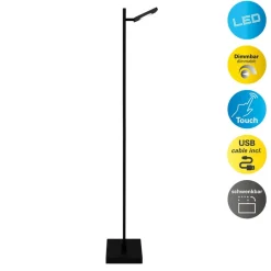 Näve LED-gulvlampe Lupa sort højde 135 cm metal touchdim