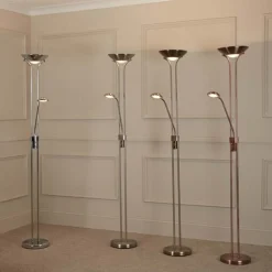 LED-gulvlampe Mor & Barn, sølv, læselampe, dæmpbar^Searchlight Sale