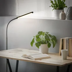 Briloner LED-gulvlampe Mura, sort, højde 170 cm, metal Touchdimmer