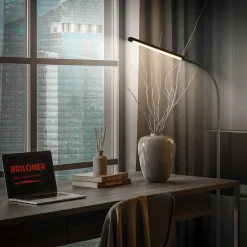 Briloner LED-gulvlampe Mura, sort, højde 170 cm, metal Touchdimmer