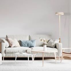 Mantra Iluminación Gulvlamper|Gulvlamper>LED-gulvlampe Noa II, touchdæmper, stål, hvid/træfarvet