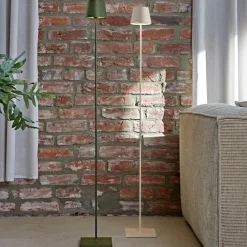 Sigor LED-gulvlampe Nuindie IP54 120 cm rund USB-C dune beige