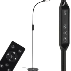 Briloner Arbejdsrum/Kontor|Gulvlamper>LED-gulvlampe Office Remote, sort, dæmpbar, CCT