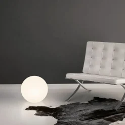 Linea Light LED-gulvlampe Oh!, Ø 38 cm, E27, polykarbonat, hvid