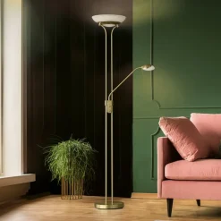 FISCHER & HONSEL Gulvlamper|Gulvlamper>LED-gulvlampe Pool, messingfarvet, højde 182 cm, 2 lyskilder.