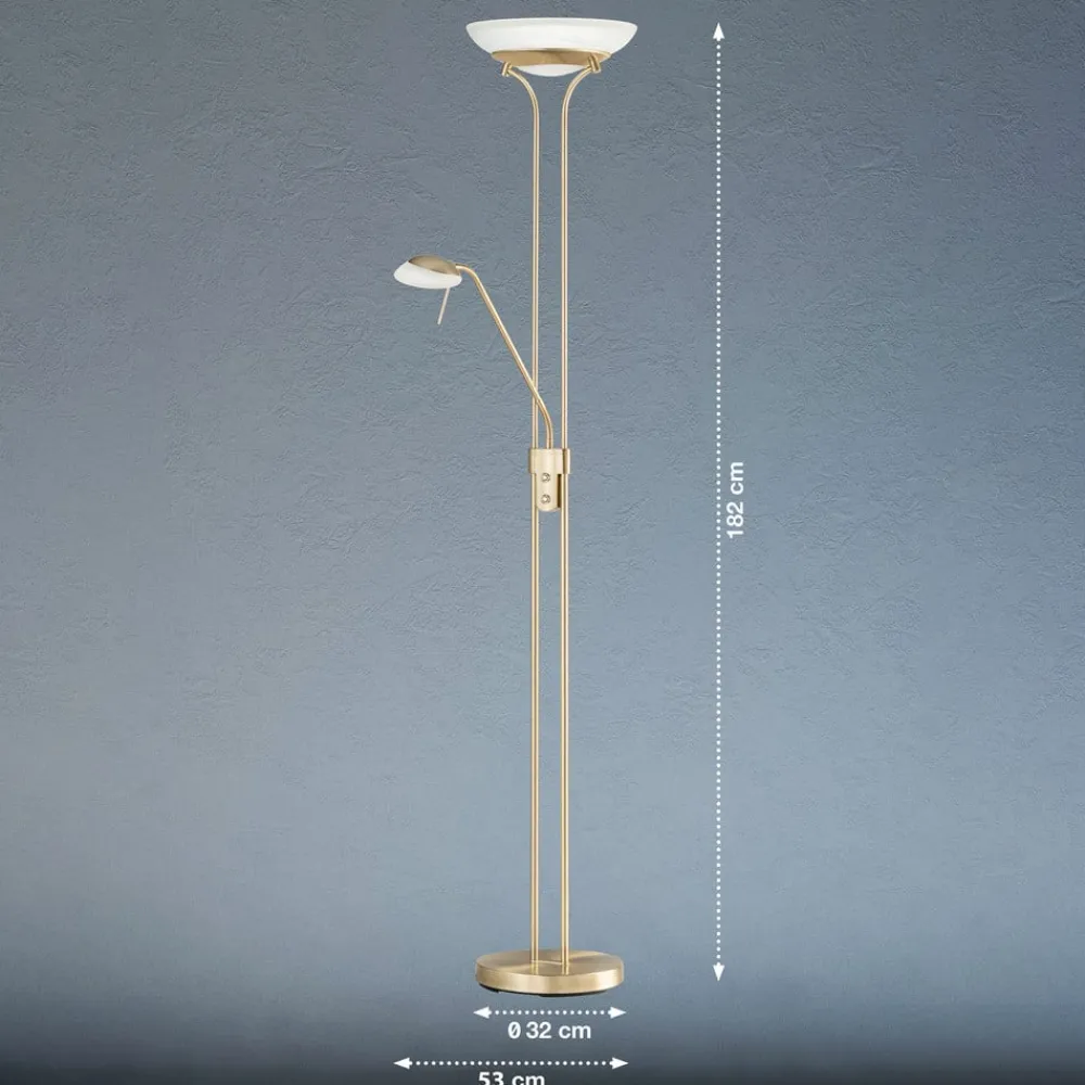 FISCHER & HONSEL Gulvlamper|Gulvlamper>LED-gulvlampe Pool, messingfarvet, højde 182 cm, 2 lyskilder.