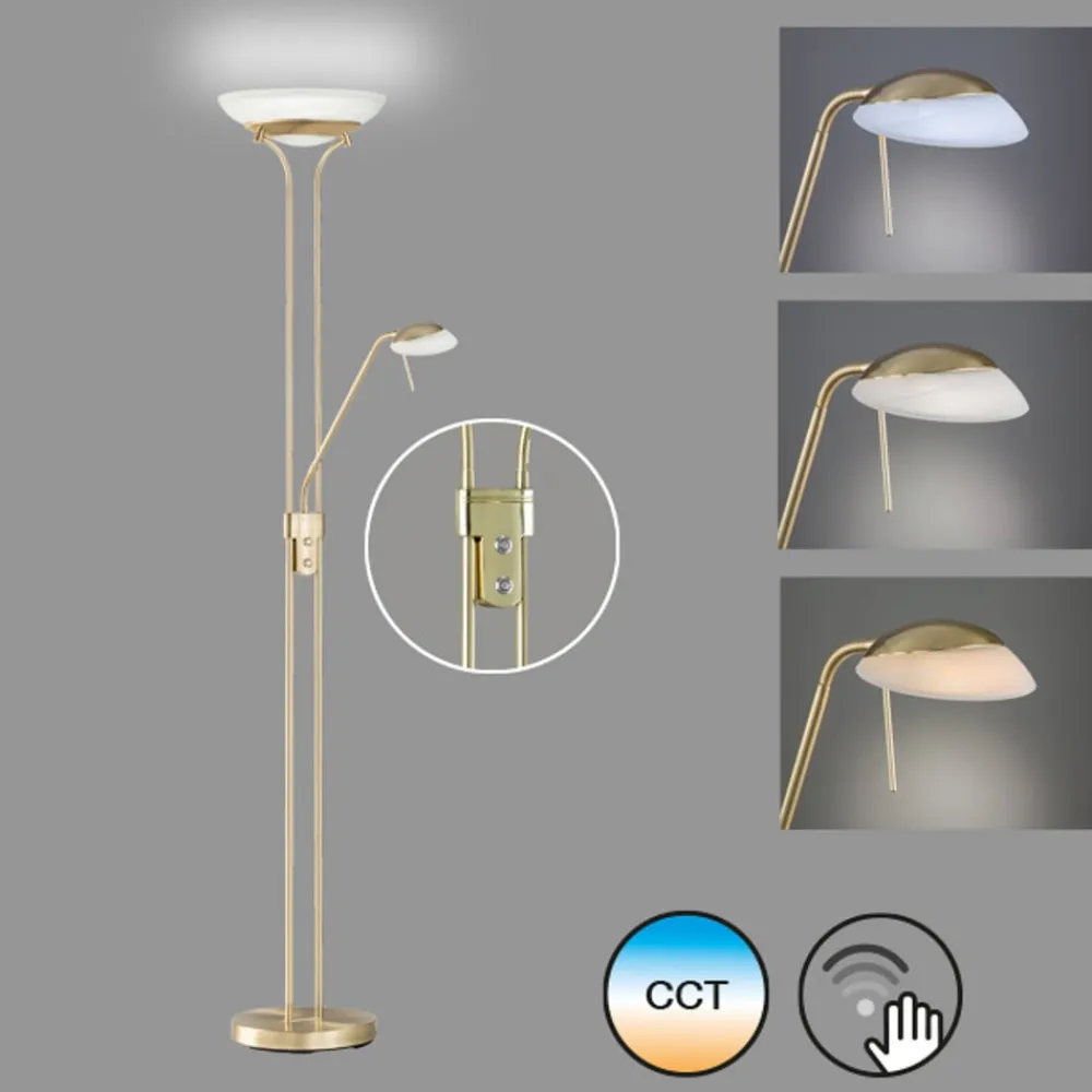 FISCHER & HONSEL Gulvlamper|Gulvlamper>LED-gulvlampe Pool, messingfarvet, højde 182 cm, 2 lyskilder.