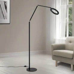 LED-gulvlampe Ringo, sort, metal, justerbar, dæmpbar^ORION Sale