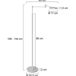 Steinhauer LED-gulvlampe Soleil, stålfarvet, metal, dæmper