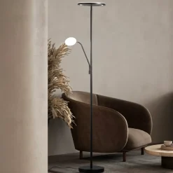 LED-gulvlampe Sorento, sandfarvet, højde 182 cm, læselampe^FISCHER & HONSEL New