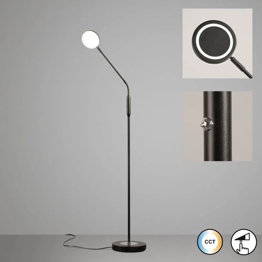 LED-gulvlampe Sorento, sandgrå, højde 138 cm, CCT dæmpbar^FISCHER & HONSEL