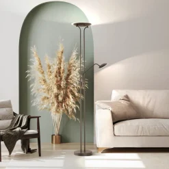 LED-gulvlampe Tallri, sort, 180 cm, 2 lyskilder, metal, CCT^FISCHER & HONSEL Clearance