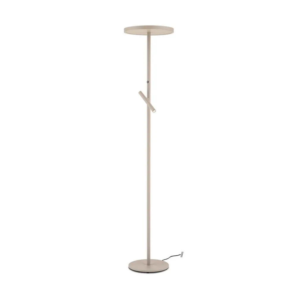 ORION LED-gulvlampe Teide, khaki, metal, læselampe, dæmper
