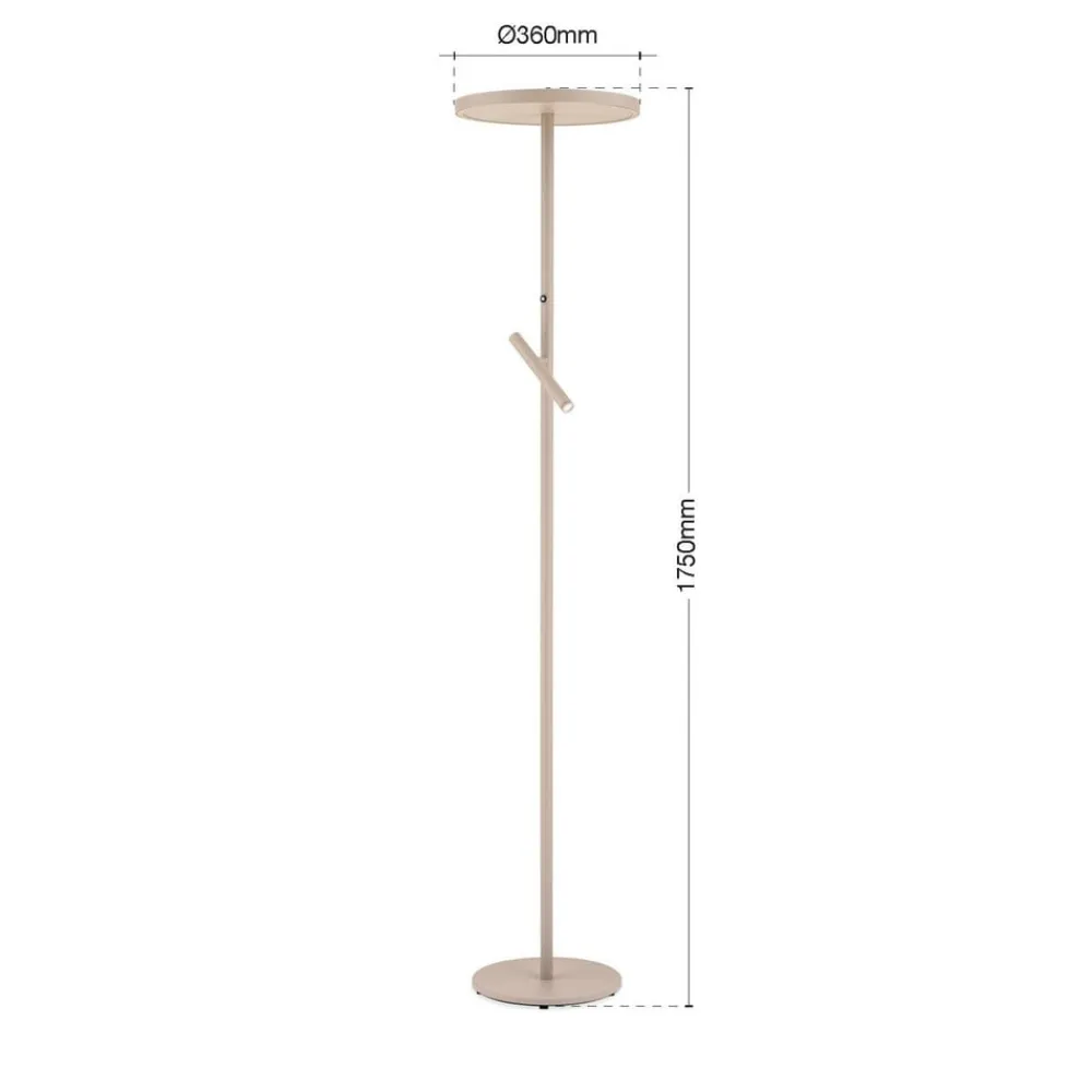 ORION LED-gulvlampe Teide, khaki, metal, læselampe, dæmper