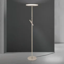 ORION LED-gulvlampe Teide, khaki, metal, læselampe, dæmper