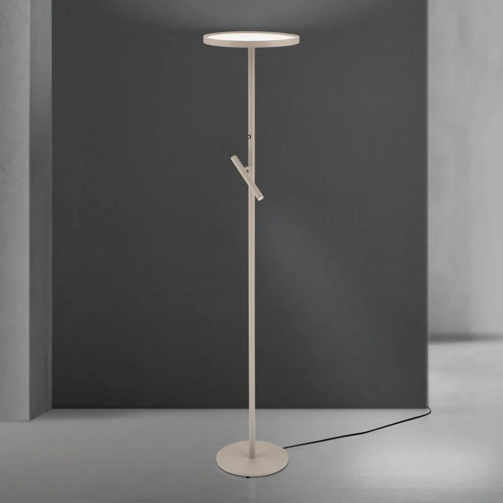 ORION LED-gulvlampe Teide, khaki, metal, læselampe, dæmper