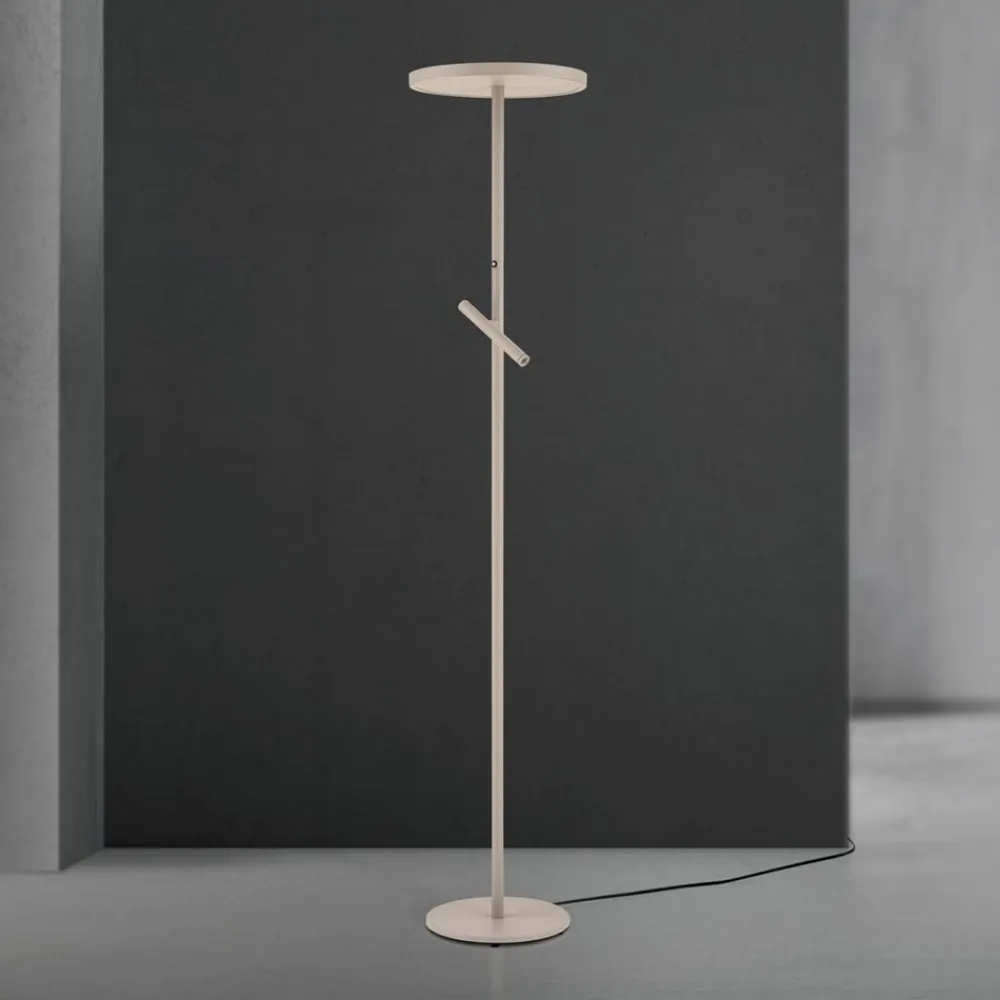 ORION LED-gulvlampe Teide, khaki, metal, læselampe, dæmper