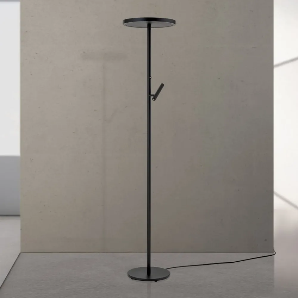 ORION Gulvlamper>LED-gulvlampe Teide, sort, metal, læselampe, dæmper