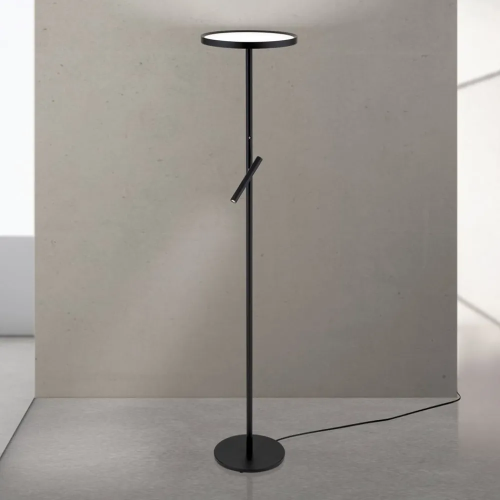 ORION Gulvlamper>LED-gulvlampe Teide, sort, metal, læselampe, dæmper