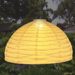 LED-hængelampe 33982, hvid, hør, plast^Globo