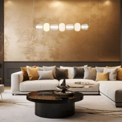 Eko-Light LED-hængelampe Caro, glas transparent/opal, længde 110 cm