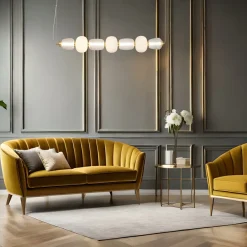 Eko-Light LED-hængelampe Caro, glas transparent/opal, længde 110 cm