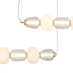 Eko-Light LED-hængelampe Caro, glas transparent/opal, længde 110 cm