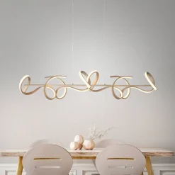 JUST LIGHT. GmbH LED-hængelampe Curls, messing, metal, 99 cm lang, dæmpbar