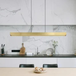 LED-hængelampe Ethan, messingfarvet, 150 cm, udtrækkelig^Globo Hot