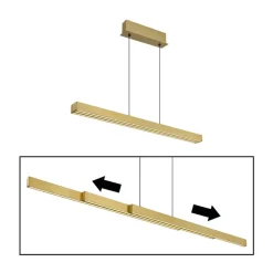 LED-hængelampe Ethan, messingfarvet, 150 cm, udtrækkelig^Globo Hot