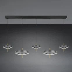 LED-hængelampe Keaton, sort/guldfarvet 140 cm CCT, 5 lyskilder^Trio Lighting