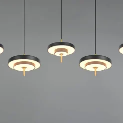 LED-hængelampe Keaton, sort/guldfarvet 140 cm CCT, 5 lyskilder^Trio Lighting