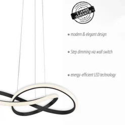 LED-hængelampe Maria, dæmpbar, sort^JUST LIGHT. GmbH Online