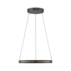 PURE LED-hængelampe E-Loop, eg/sort perle, Ø 70 cm aluminium, CCT