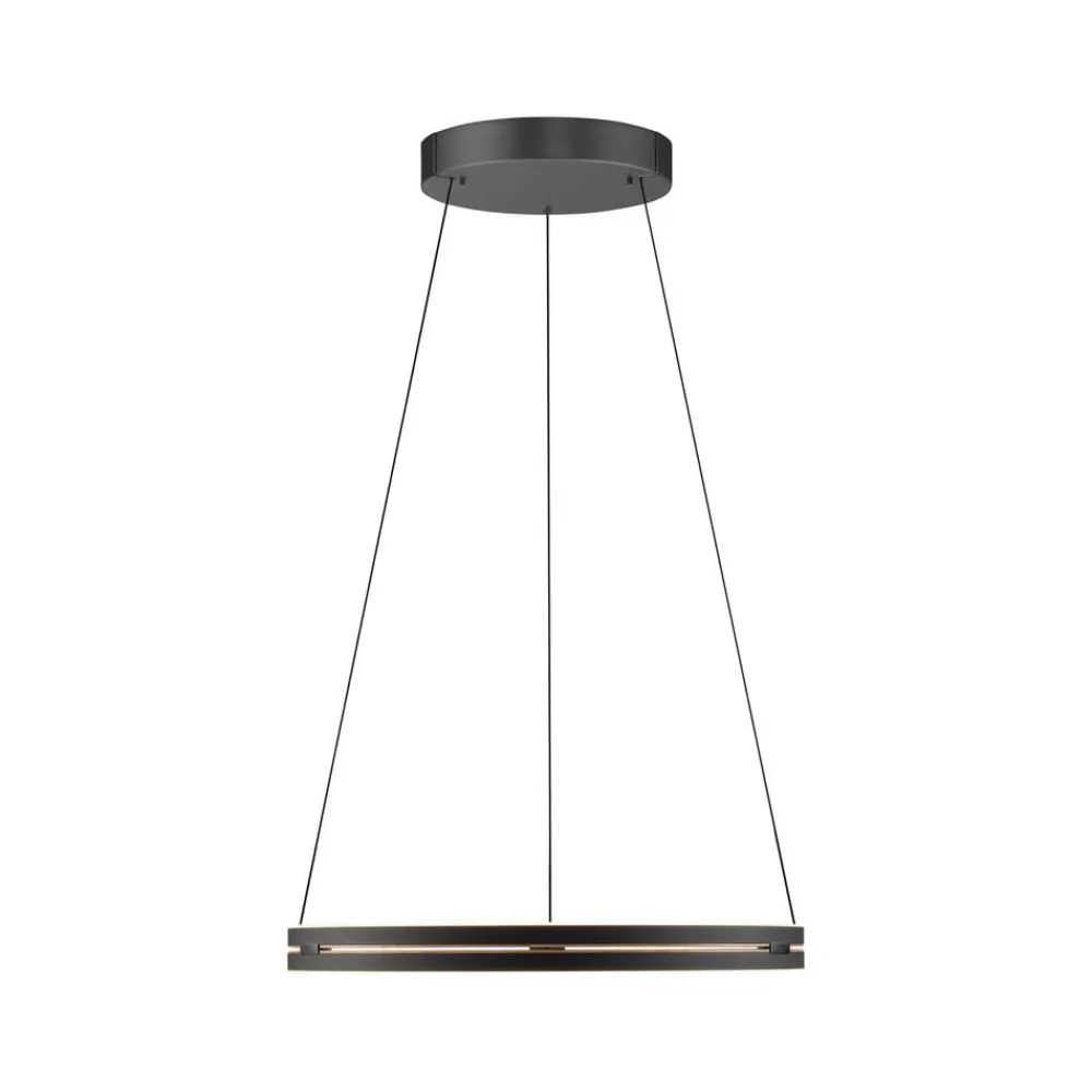 PURE LED-hængelampe E-Loop, eg/sort perle, Ø 70 cm aluminium, CCT