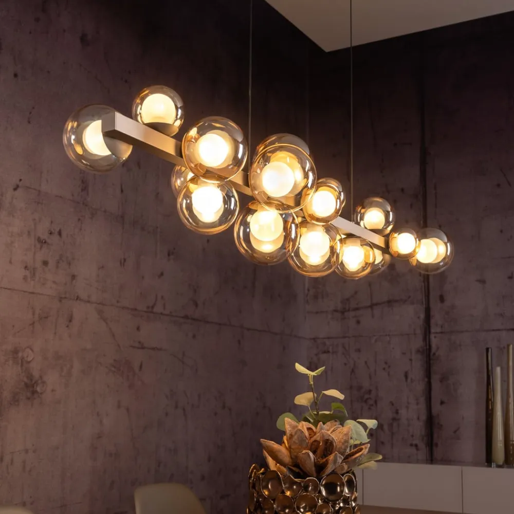 PURE LED-hængelampe E-Popup, bronze, glas, CCT, 18-flg.