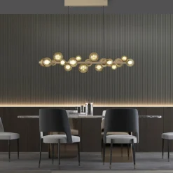 PURE LED-hængelampe E-Popup, bronze, glas, CCT, 18-flg.