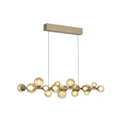 PURE LED-hængelampe E-Popup, bronze, glas, CCT, 18-flg.