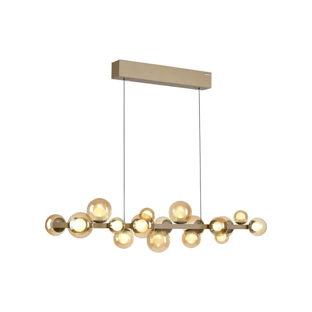 PURE LED-hængelampe E-Popup, bronze, glas, CCT, 18-flg.