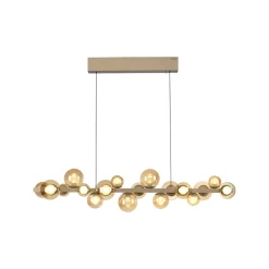 PURE LED-hængelampe E-Popup, bronze, glas, CCT, 18-flg.