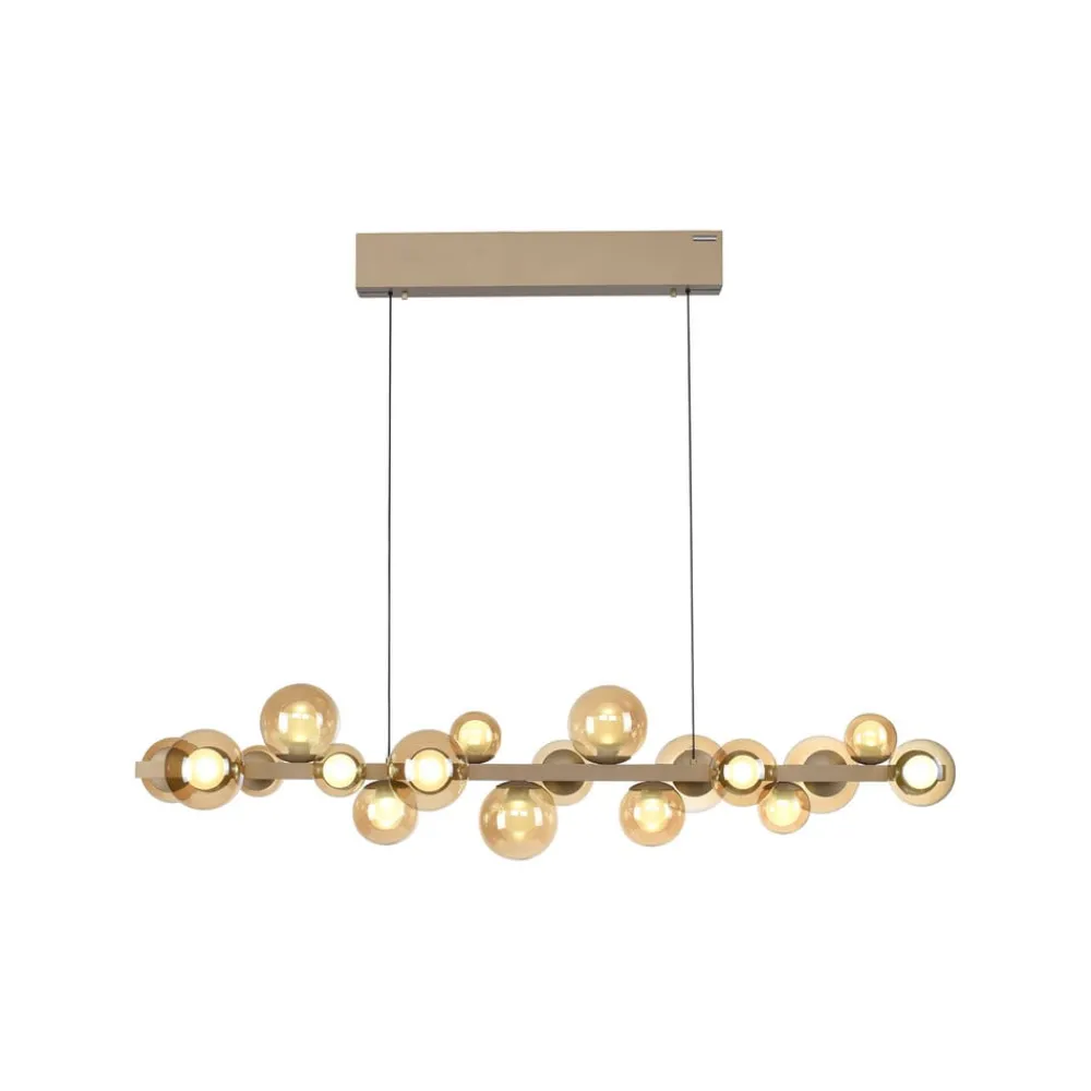 PURE LED-hængelampe E-Popup, bronze, glas, CCT, 18-flg.