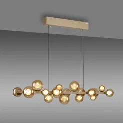 PURE LED-hængelampe E-Popup, bronze, glas, CCT, 18-flg.