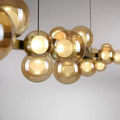 PURE LED-hængelampe E-Popup, bronze, glas, CCT, 18-flg.