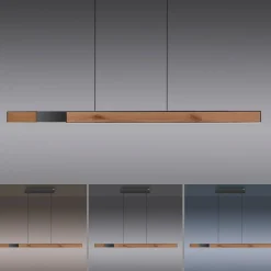 LED-hængelampe Moto-Rise, eg/sort perle, aluminium, CCT^PURE Hot