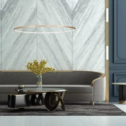 LED-hængelampe Saturno, Ø 100 cm, guldfarvet, 1 lyskilde, 4.000 K^Milagro Lighting Best