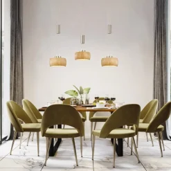 FISCHER & HONSEL LED-hængelampe Shine-Wood, eg/nikkel, længde 100 cm 3 lyskilder.