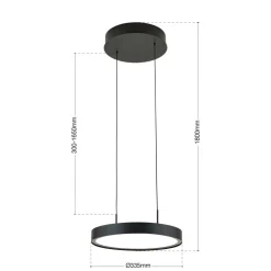 LED-hængelampe Teide, sort, 1 lyskilde, metal, 2.700 K^ORION Outlet