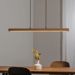 TK Lighting Pendellamper|Pendellamper>LED-hængelampe Teo, fyrretræ, længde 96 cm, træ, bjælkeform